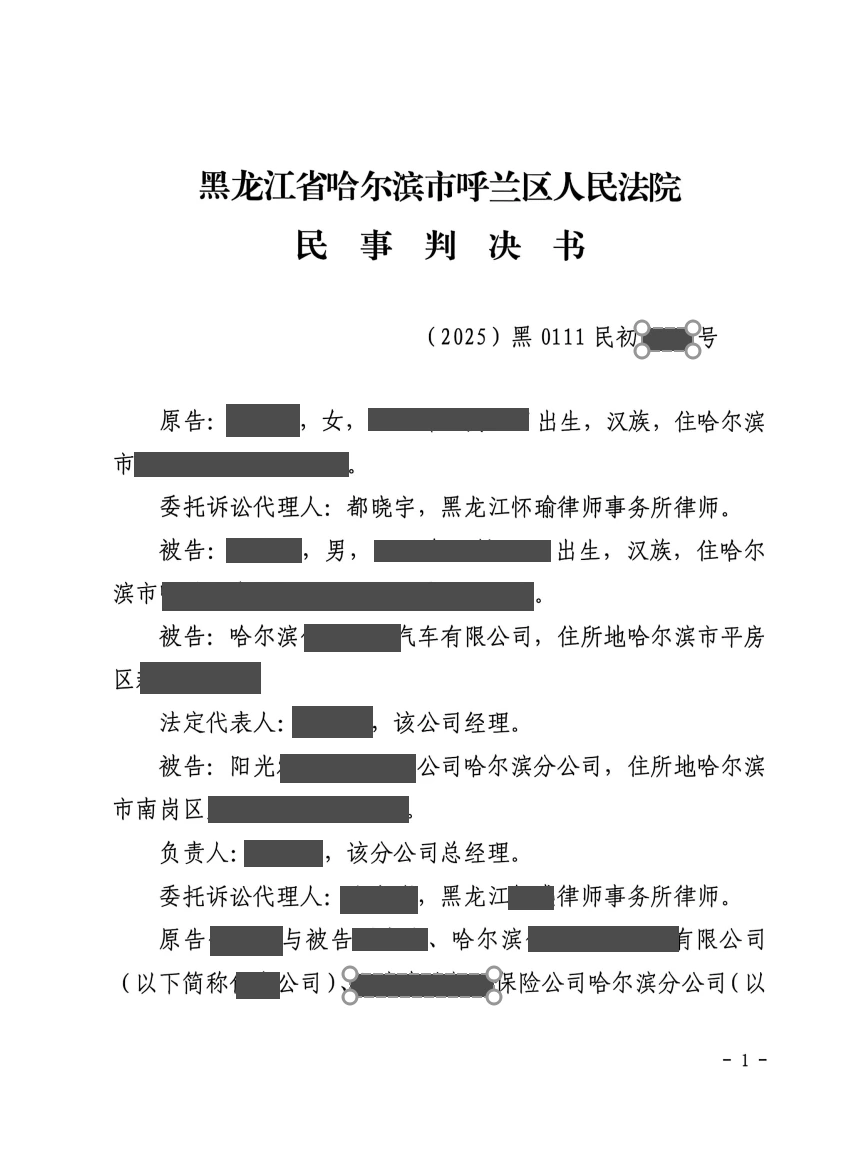 交通事故与人身损害机动车交通事故责任纠纷案例脱敏文书封面