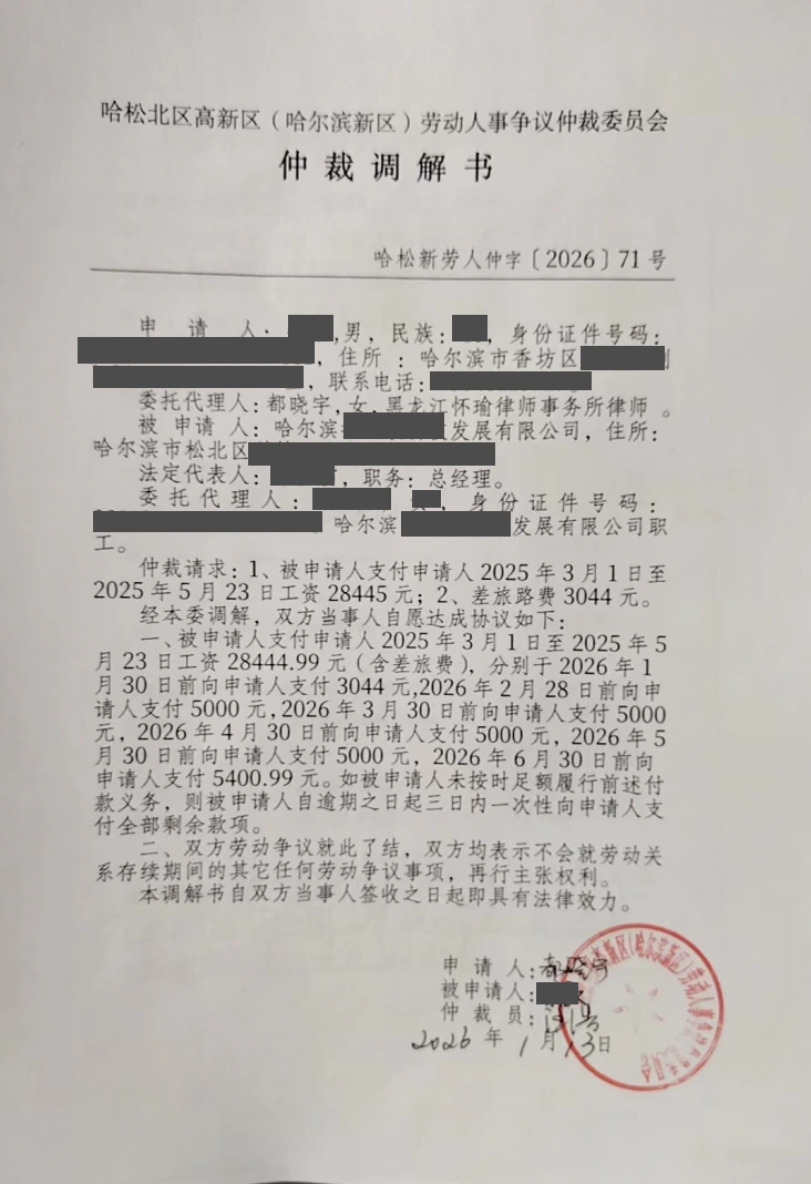 劳动争议劳动争议（劳动报酬纠纷）案例脱敏文书封面